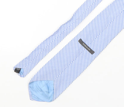River Island  Mens Blue Plaids & Checks Cotton Pointed Tie One Size