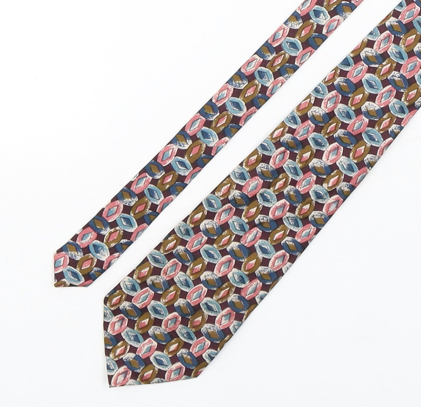 bacida setta  Mens Multicoloured Geometric Silk Pointed Tie One Size
