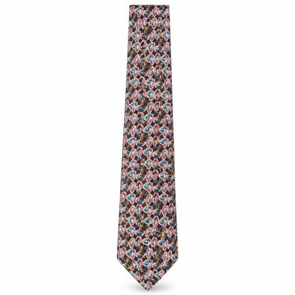 Front view of bacida setta men’s multicoloured geometric silk pointed tie one size