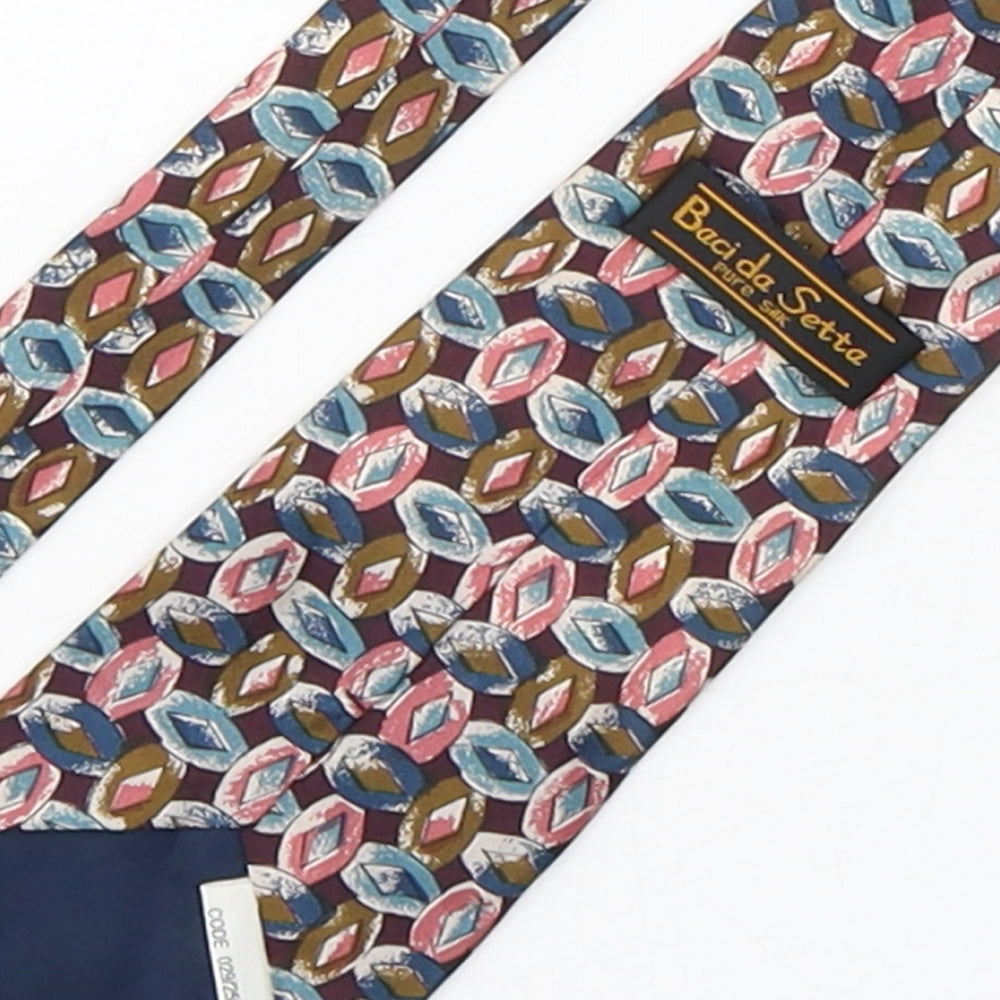 bacida setta  Mens Multicoloured Geometric Silk Pointed Tie One Size