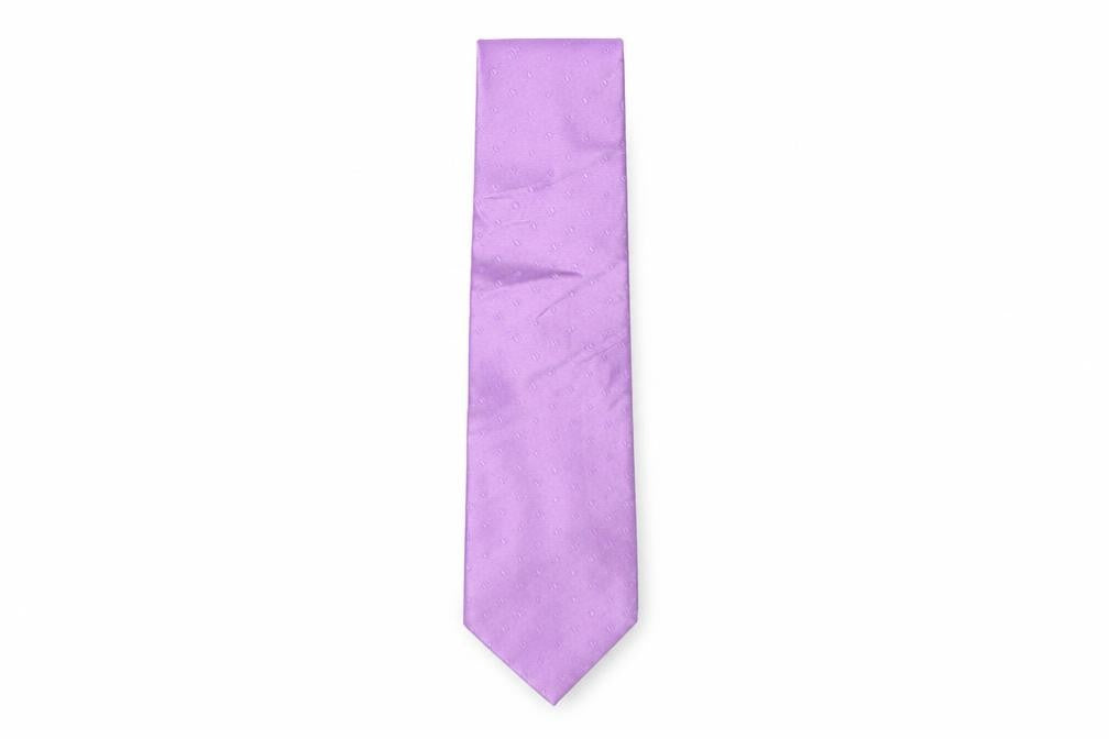 Front view of Hawes & Curtis men’s purple polka dot silk pointed tie one size