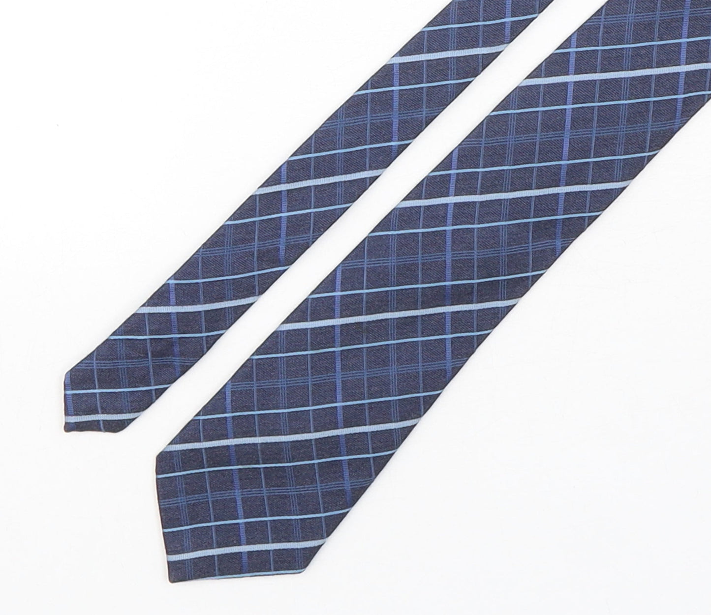 Marks and Spencer Mens Blue Plaids & Checks Silk Pointed Tie One Size