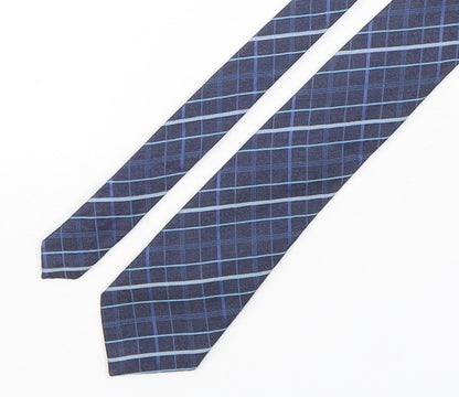 Marks and Spencer Mens Blue Plaids & Checks Silk Pointed Tie One Size