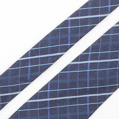 Marks and Spencer Mens Blue Plaids & Checks Silk Pointed Tie One Size