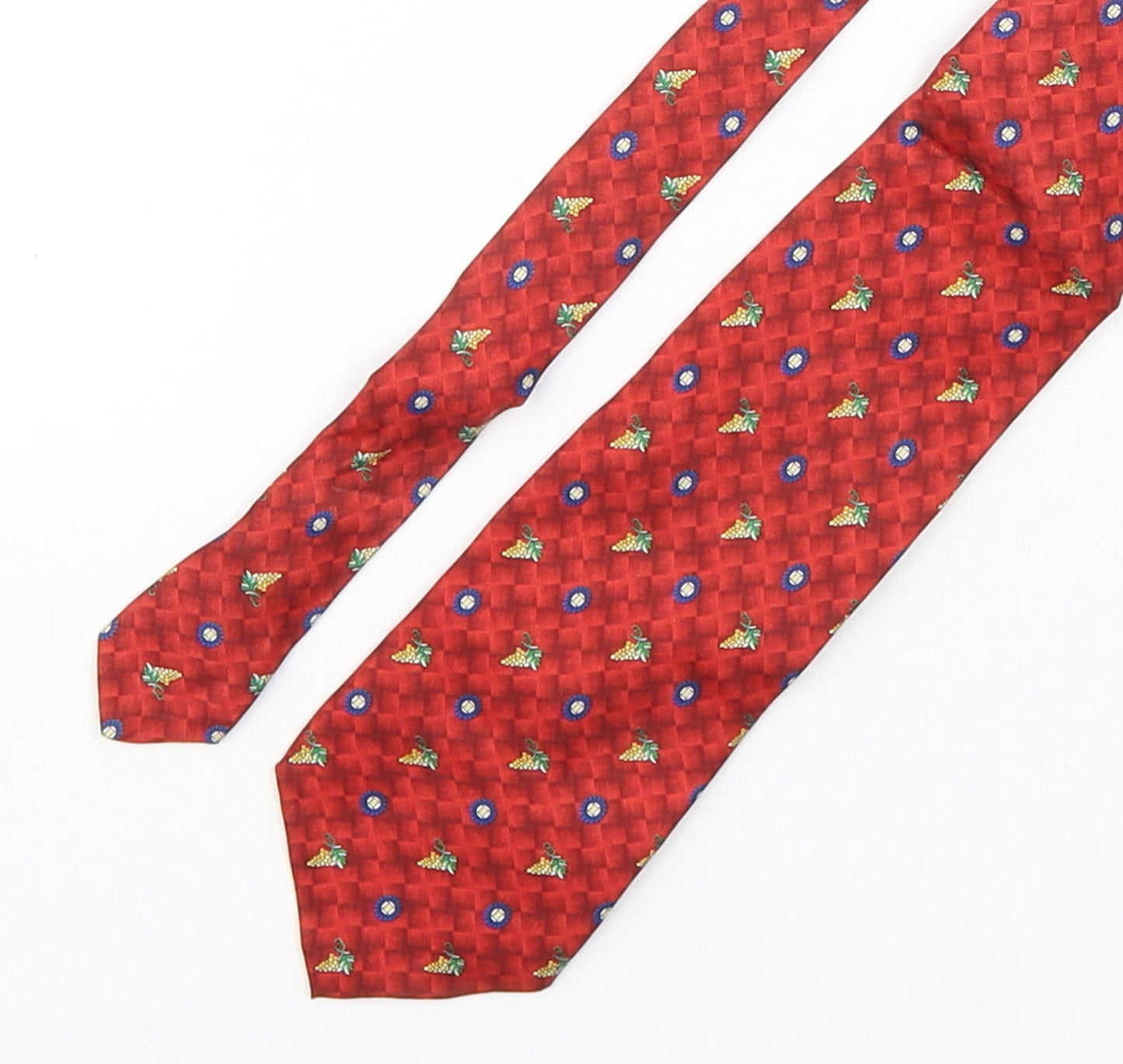 PreWorn  Mens Red Geometric Silk Pointed Tie One Size