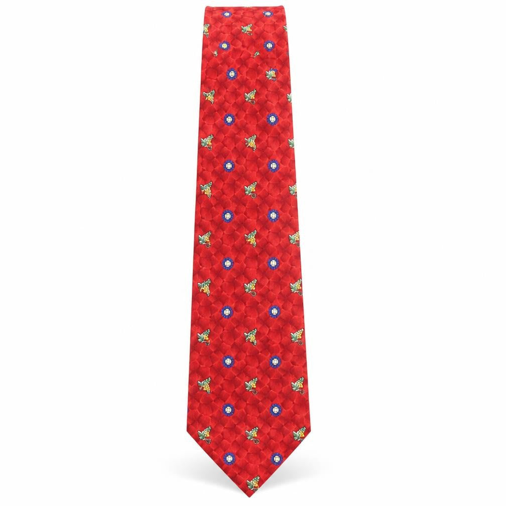 Mens PreWorn Red Geometric  Pointed Tie