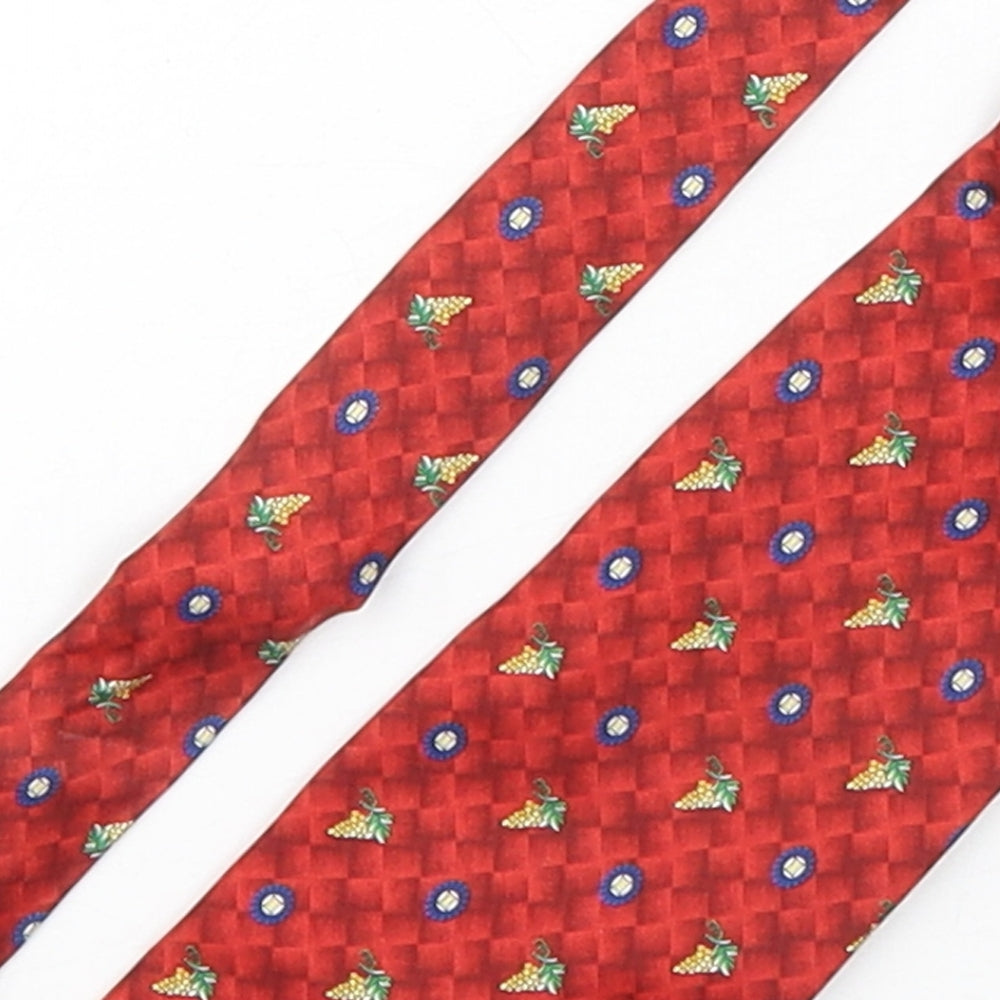 PreWorn  Mens Red Geometric Silk Pointed Tie One Size