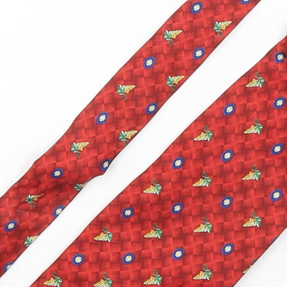 PreWorn  Mens Red Geometric Silk Pointed Tie One Size