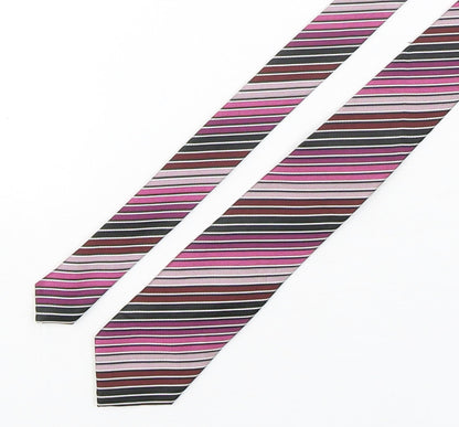 Additional front view of Samli men’s multicoloured striped polyester pointed tie one size