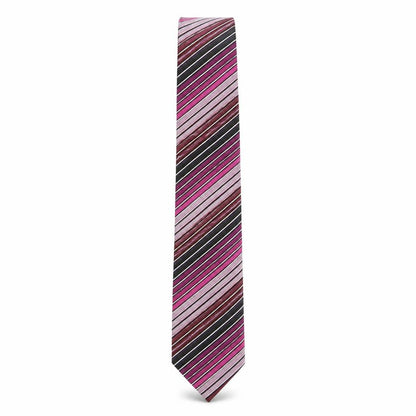 Front view of Samli men’s multicoloured striped polyester pointed tie one size