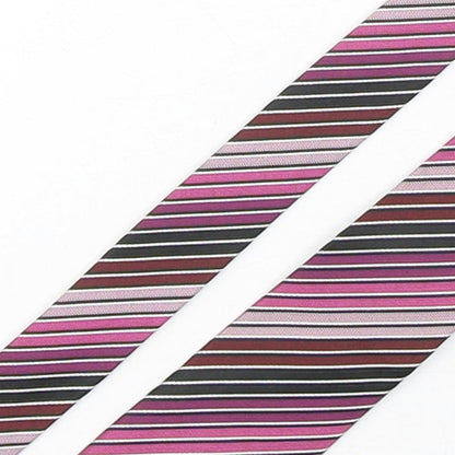 Close-up detail of Samli men’s multicoloured striped polyester pointed tie one size