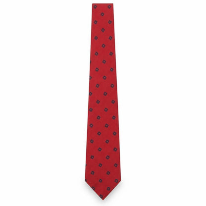 Mens Preworn Red Geometric  Pointed Tie
