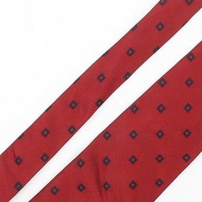 Preworn Mens Red Geometric Silk Pointed Tie One Size
