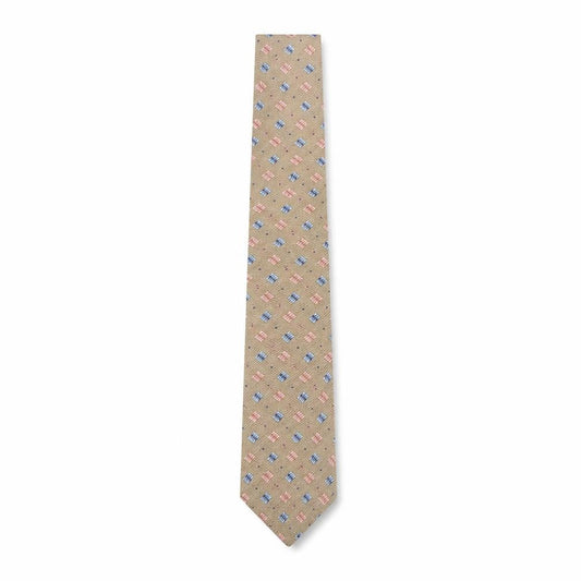 Front view of Profuomo men’s multicoloured geometric silk pointed tie one size