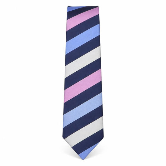 Front view of Osborne men’s multicoloured striped silk pointed tie one size