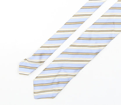 Profuomo Mens Multicoloured Striped Silk Pointed Tie One Size