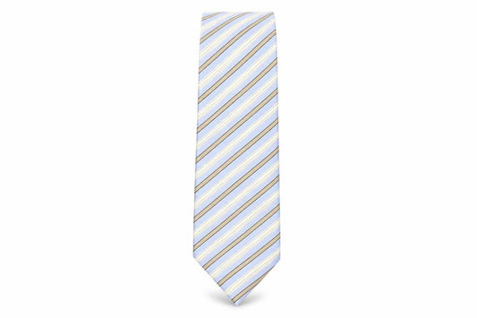 Front view of Profuomo men’s multicoloured striped silk pointed tie one size