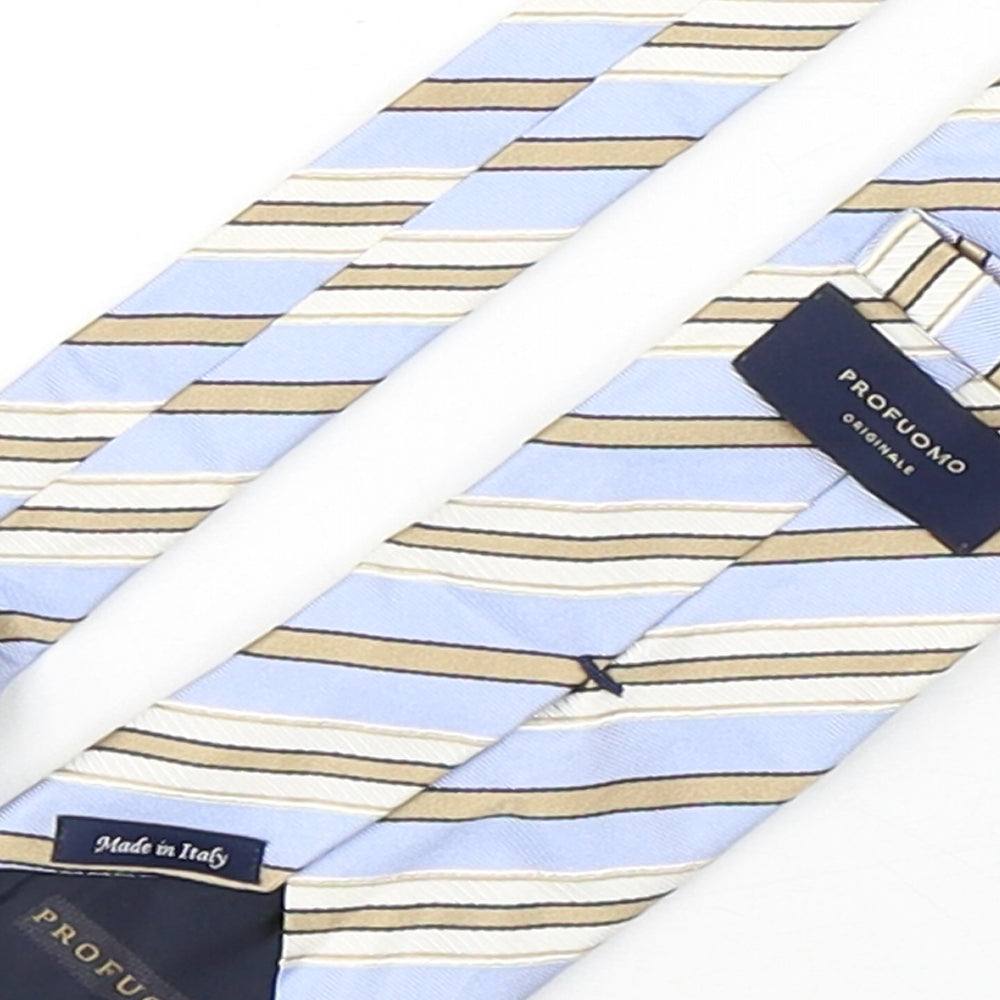 Profuomo Mens Multicoloured Striped Silk Pointed Tie One Size