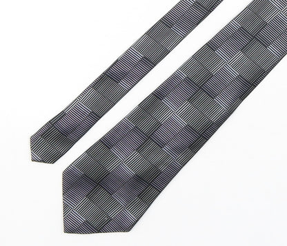 Additional front view of Rutherford men’s grey geometric silk pointed tie one size