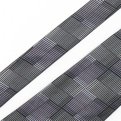 Close-up detail of Rutherford men’s grey geometric silk pointed tie one size
