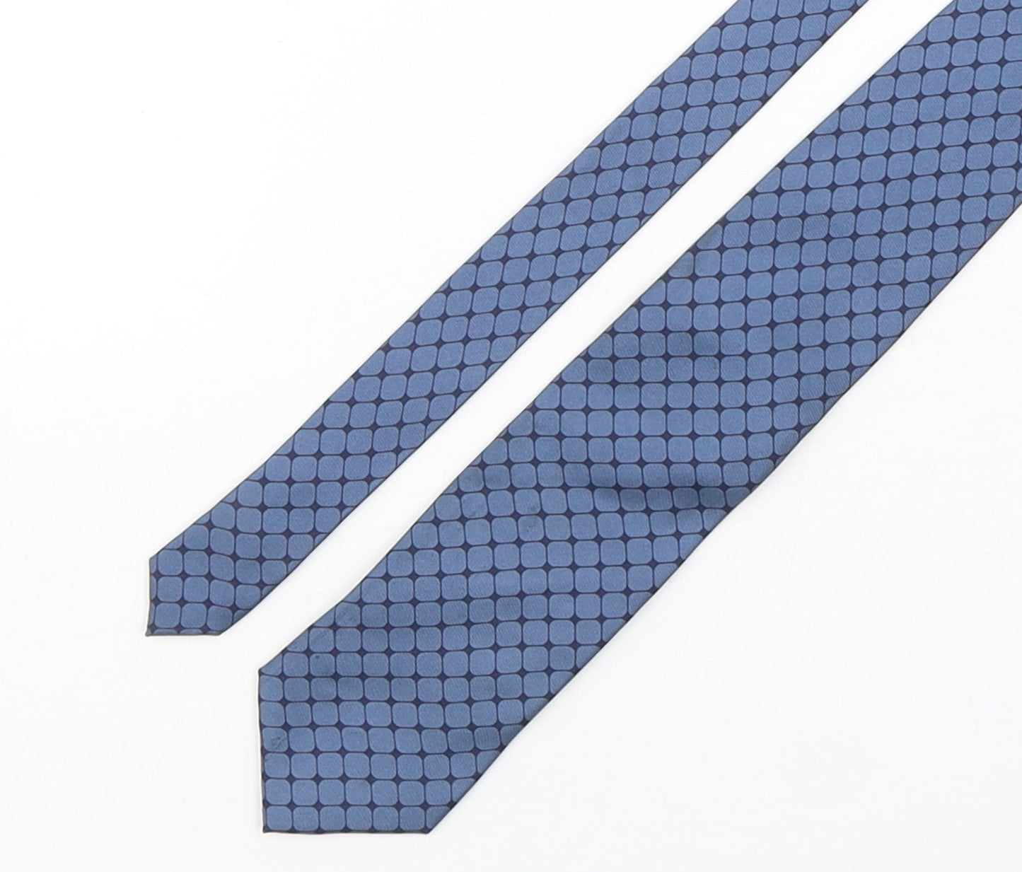 Mens BHS Blue Geometric  Pointed Tie