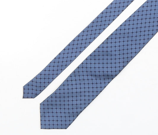 Mens BHS Blue Geometric  Pointed Tie