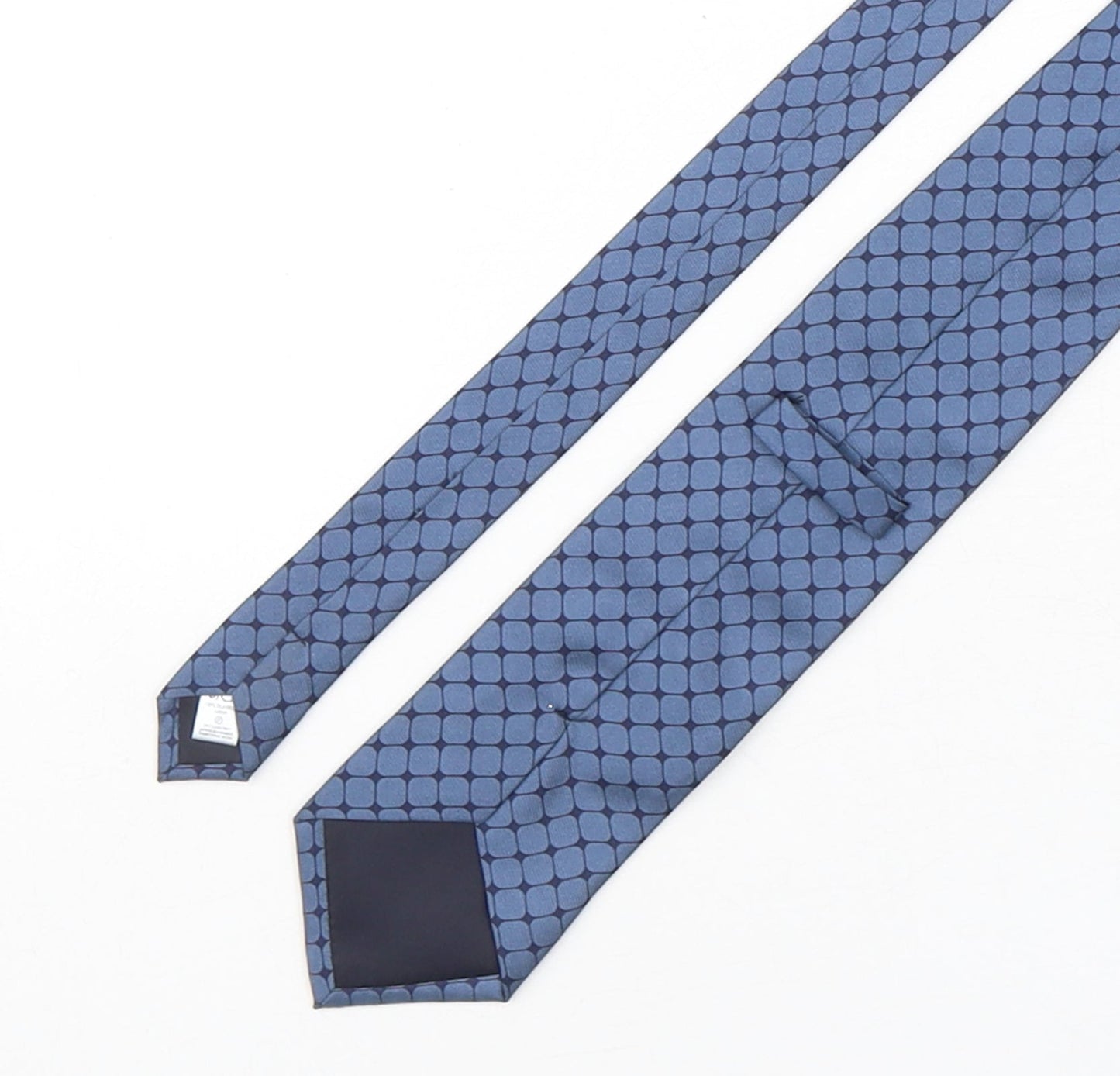 Mens BHS Blue Geometric  Pointed Tie