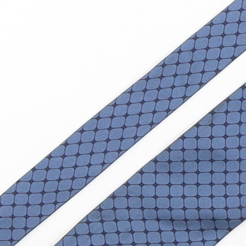 Mens BHS Blue Geometric  Pointed Tie
