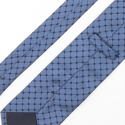 Mens BHS Blue Geometric  Pointed Tie