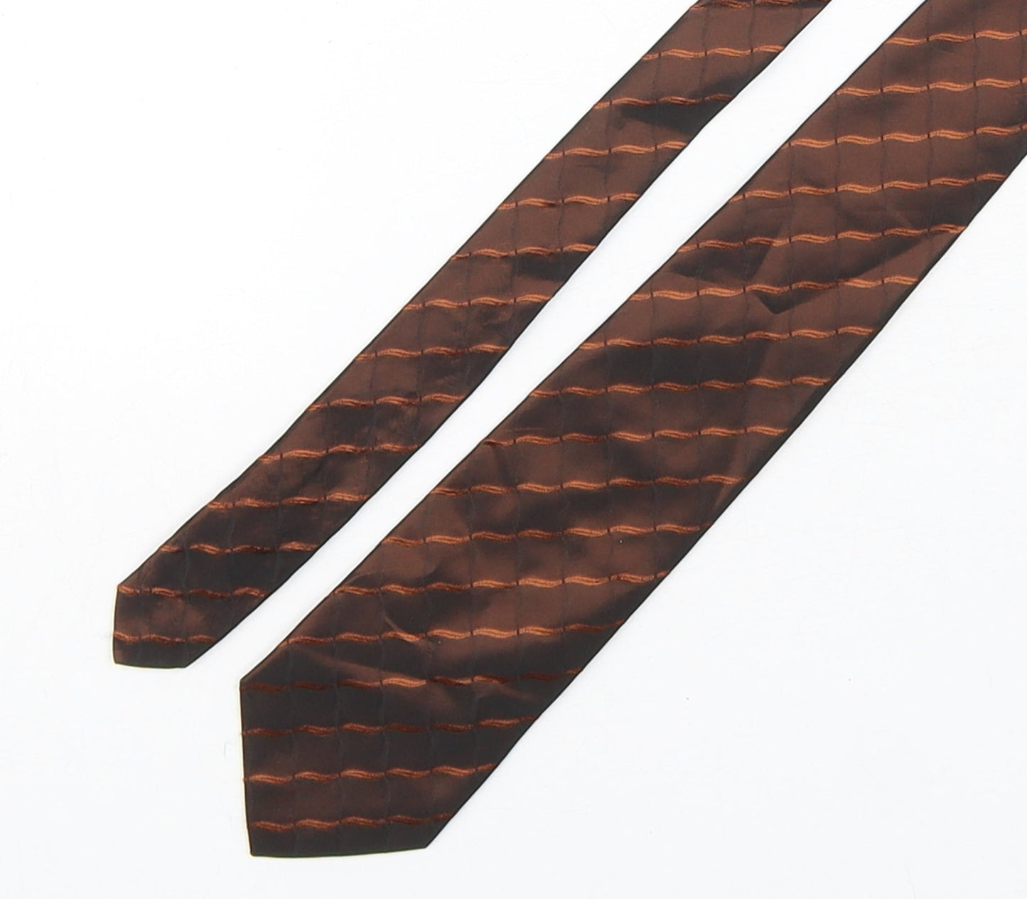 River Island  Mens Brown Striped Polyester Pointed Tie One Size
