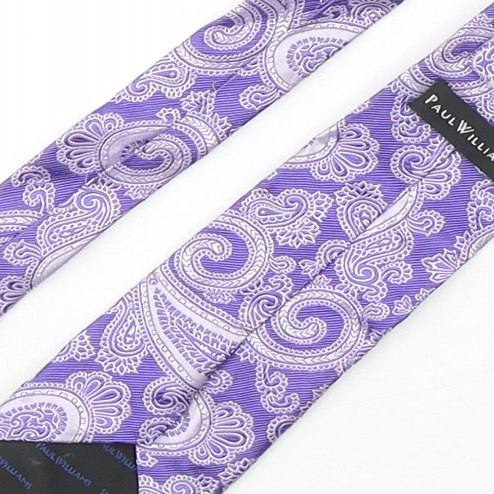 Paul Williams  Mens Purple Paisley Silk Pointed Tie One Size