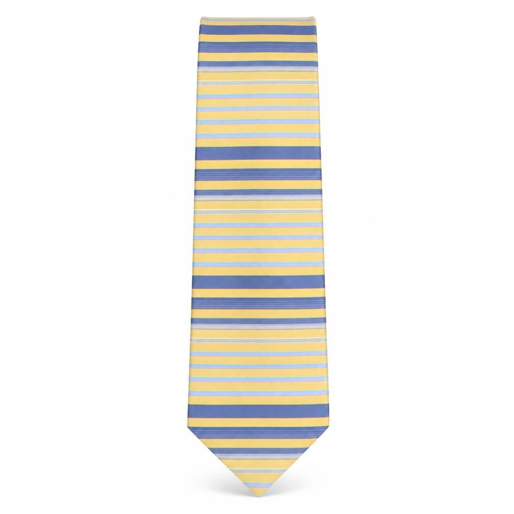 Front view of Soprano men’s multicoloured striped silk pointed tie one size
