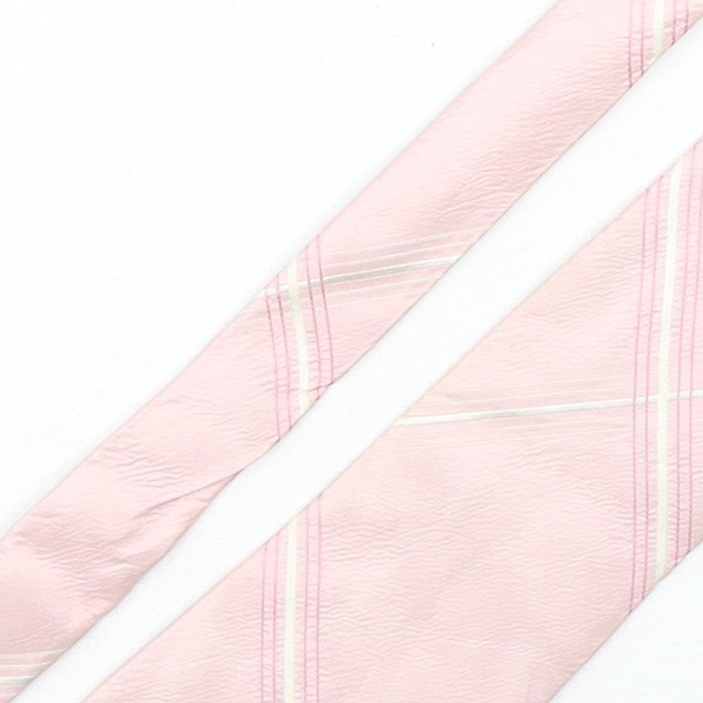 Linea  Mens Pink Plaids & Checks Silk Pointed Tie One Size