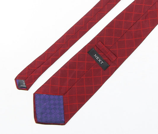 NEXT Mens Red Plaids & Checks Silk Pointed Tie One Size