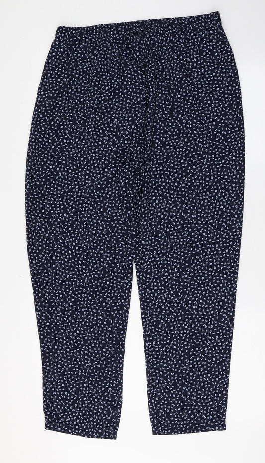George Womens Blue Polka Dot Polyester Trousers  Size 14 L27 in Regular