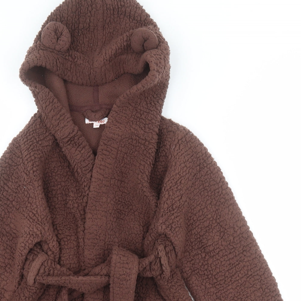 Bluezoo Boys Brown  Polyester  Robe Size 3-4 Years  Tie - Ears on hood