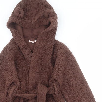 Bluezoo Boys Brown  Polyester  Robe Size 3-4 Years  Tie - Ears on hood