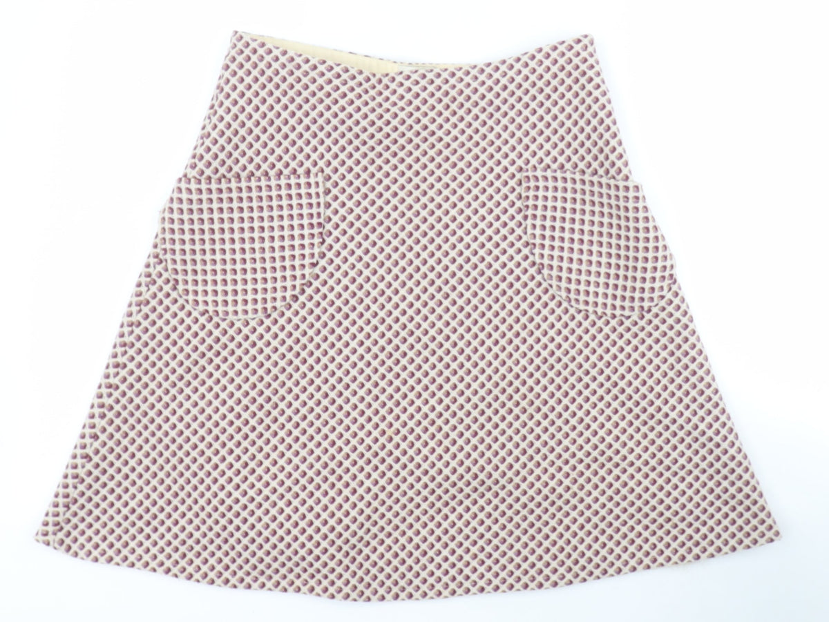 Additional front view of Emanuela women’s red geometric wool a-line set, size UK 12, zip