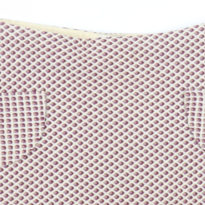 Close-up detail of Emanuela women’s red geometric wool a-line set, size UK 12, zip