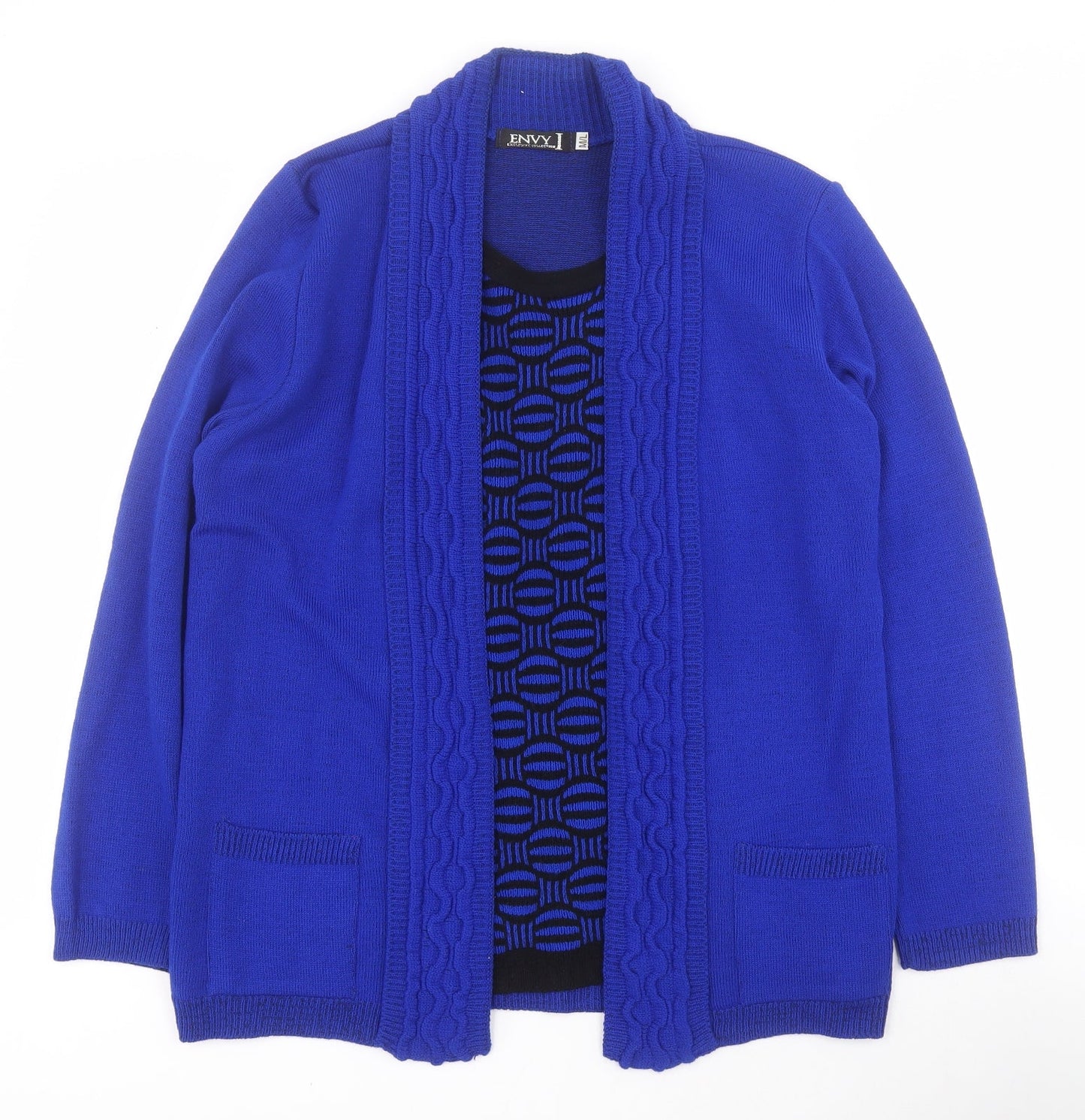 Envy Womens Blue Round Neck  Acrylic Pullover Jumper Size M   - M / L