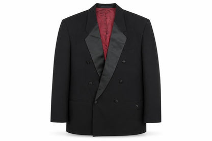 Front view of Preworn men’s black polyacrylate fibre jacket suit jacket, size 40