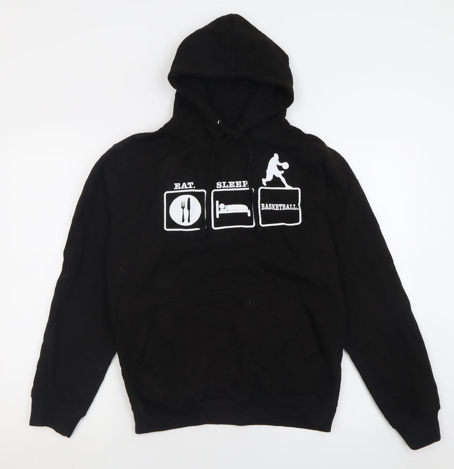 Awdis Mens Black  Cotton Pullover Hoodie Size S   - Basketball