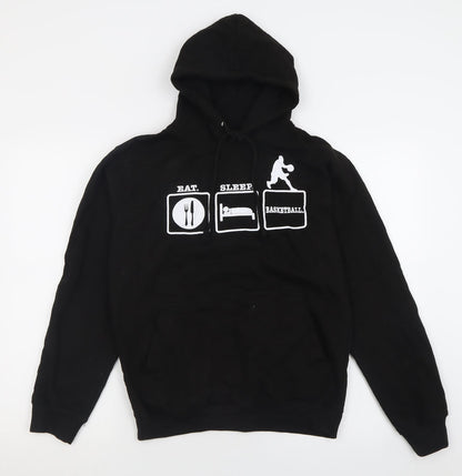 Awdis Mens Black  Cotton Pullover Hoodie Size S   - Basketball