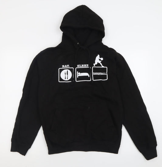 Awdis Mens Black  Cotton Pullover Hoodie Size S   - Basketball