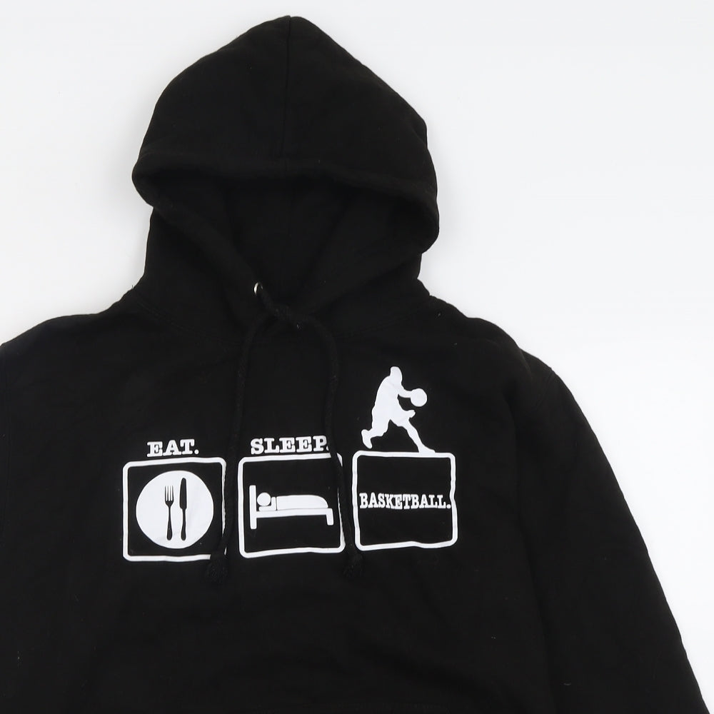 Awdis Mens Black  Cotton Pullover Hoodie Size S   - Basketball