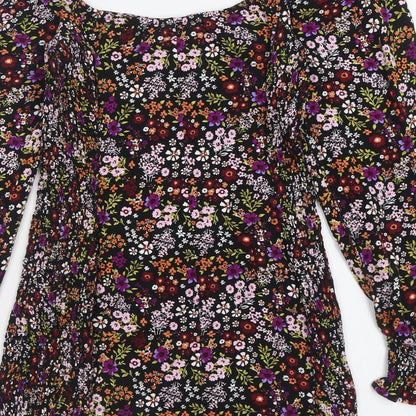 FOREVER 21 Womens Multicoloured Floral Viscose Basic T-Shirt Size S Off the Shoulder