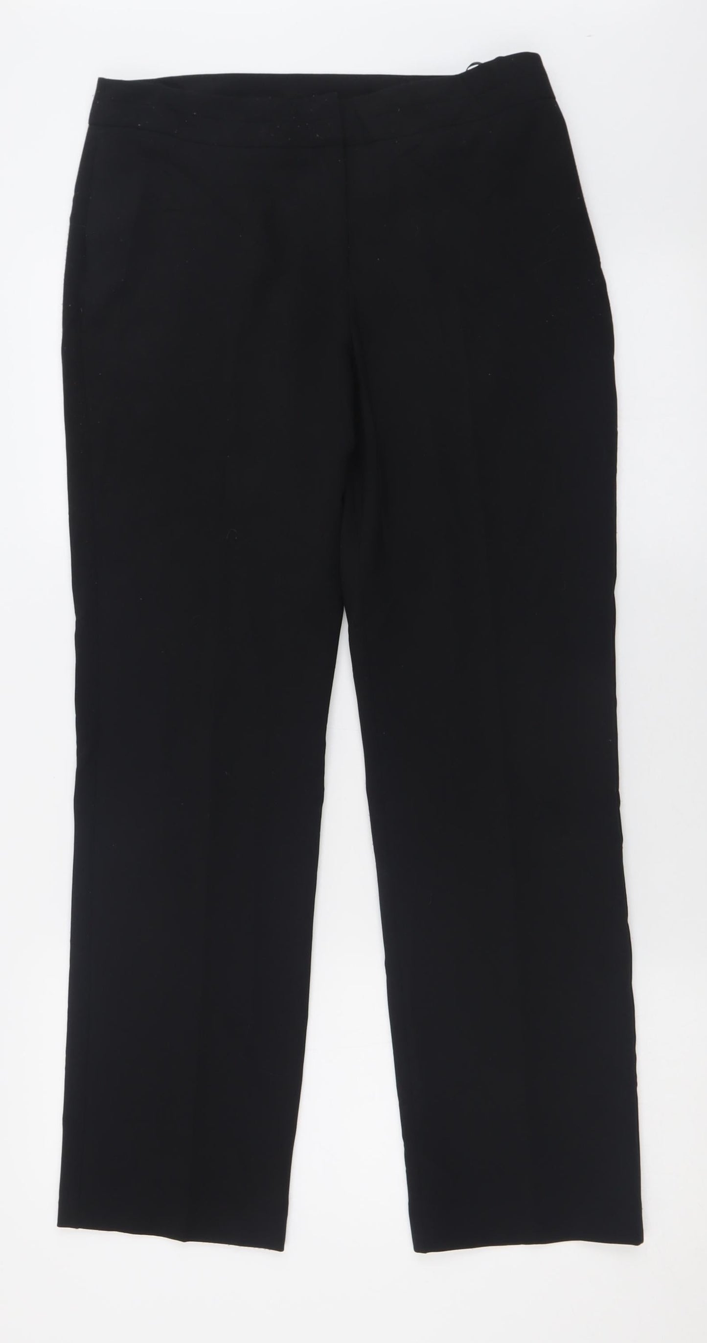 Bonmarché Womens Black  Polyester Trousers  Size 10 L30 in Regular Hook & Eye