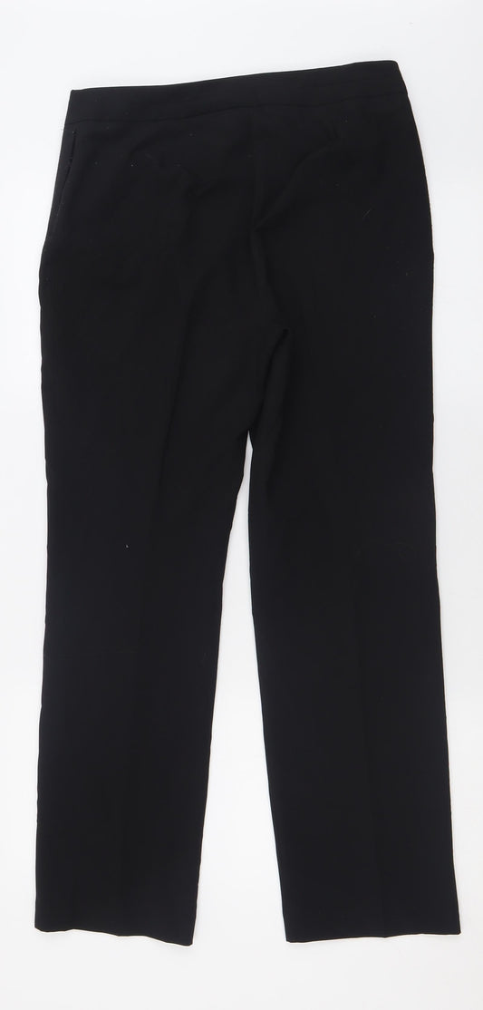 Bonmarché Womens Black  Polyester Trousers  Size 10 L30 in Regular Hook & Eye