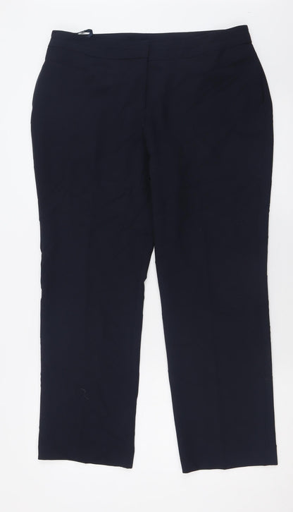 Bonmarché Womens Blue  Polyester Trousers  Size 14 L28 in Regular Hook & Eye