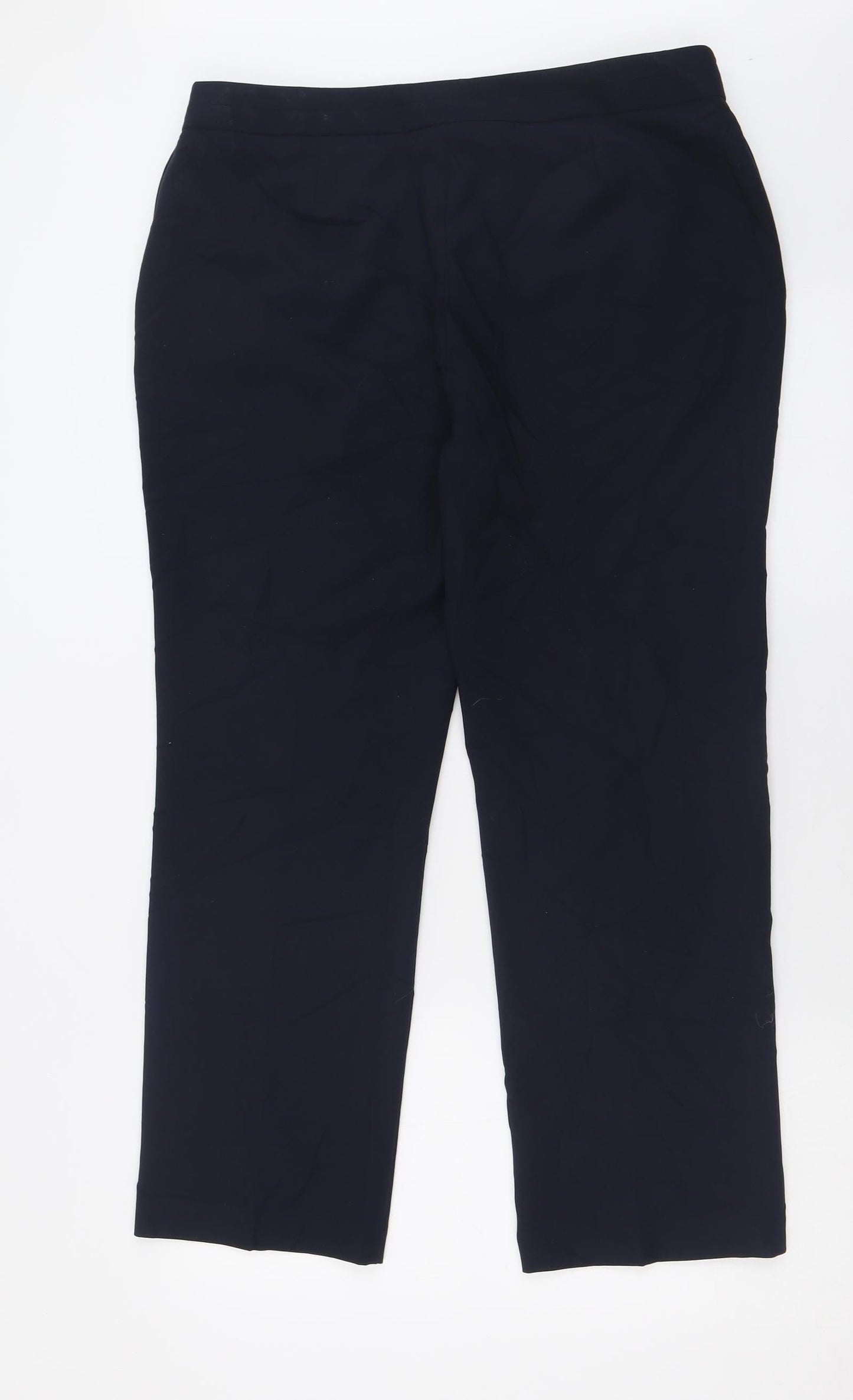 Bonmarché Womens Blue  Polyester Trousers  Size 14 L28 in Regular Hook & Eye